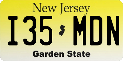 NJ license plate I35MDN