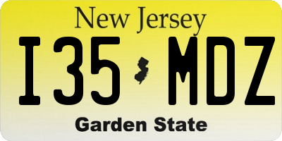 NJ license plate I35MDZ