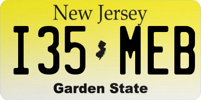 NJ license plate I35MEB