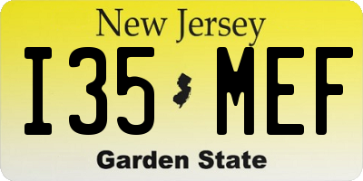 NJ license plate I35MEF