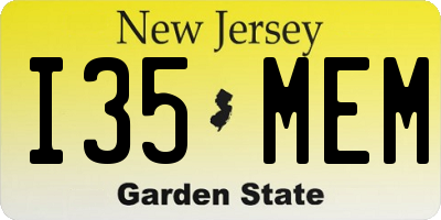 NJ license plate I35MEM