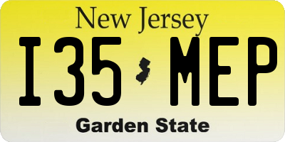 NJ license plate I35MEP