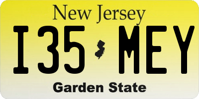 NJ license plate I35MEY
