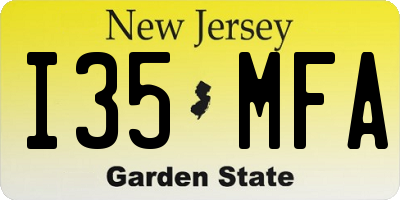 NJ license plate I35MFA