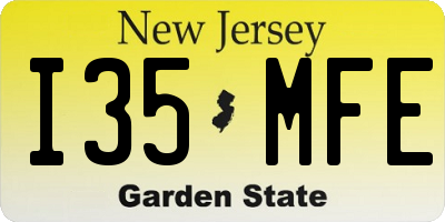 NJ license plate I35MFE