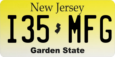 NJ license plate I35MFG