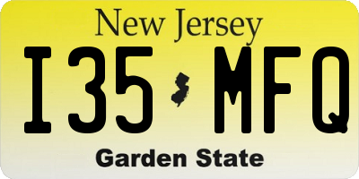 NJ license plate I35MFQ