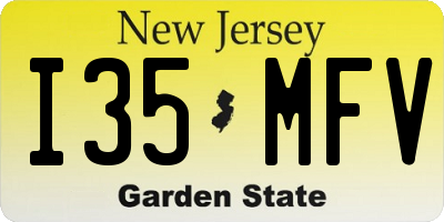 NJ license plate I35MFV