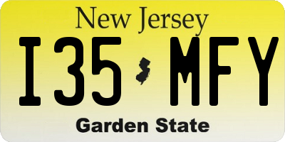 NJ license plate I35MFY