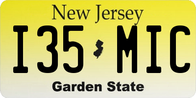 NJ license plate I35MIC