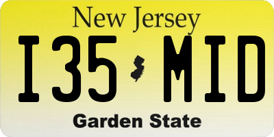 NJ license plate I35MID
