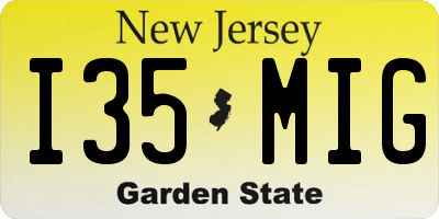 NJ license plate I35MIG