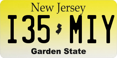 NJ license plate I35MIY