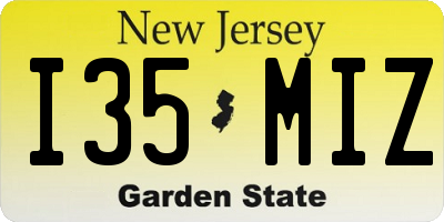 NJ license plate I35MIZ