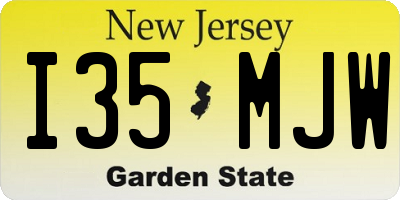 NJ license plate I35MJW