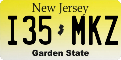 NJ license plate I35MKZ