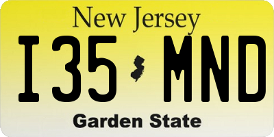 NJ license plate I35MND