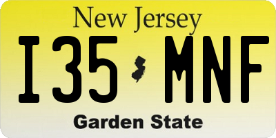 NJ license plate I35MNF