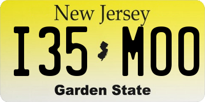 NJ license plate I35MOO