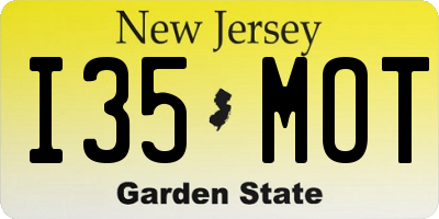 NJ license plate I35MOT