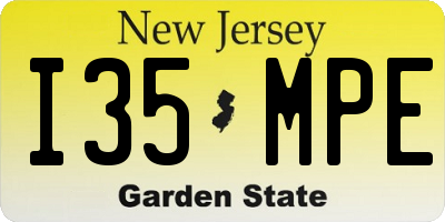 NJ license plate I35MPE