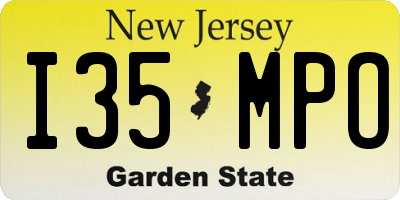 NJ license plate I35MPO