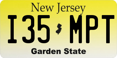 NJ license plate I35MPT