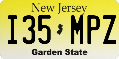 NJ license plate I35MPZ