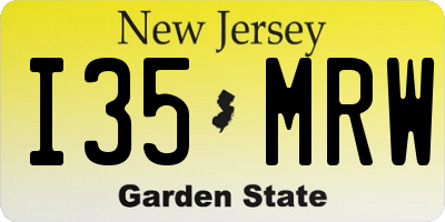 NJ license plate I35MRW
