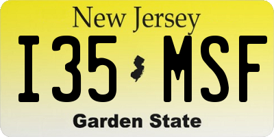 NJ license plate I35MSF