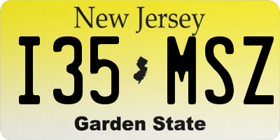 NJ license plate I35MSZ