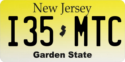 NJ license plate I35MTC