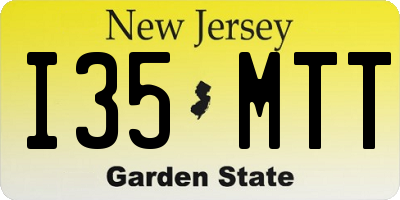 NJ license plate I35MTT