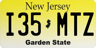 NJ license plate I35MTZ