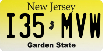 NJ license plate I35MVW
