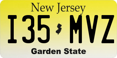 NJ license plate I35MVZ