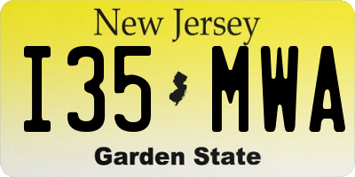 NJ license plate I35MWA