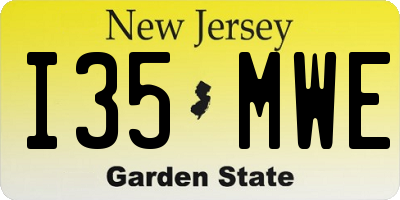 NJ license plate I35MWE