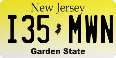 NJ license plate I35MWN