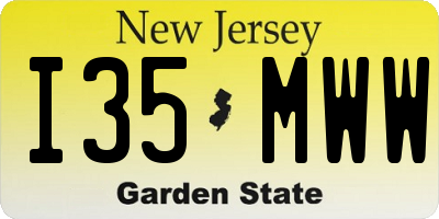 NJ license plate I35MWW