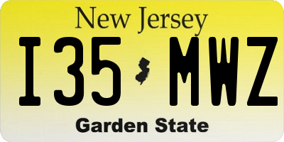 NJ license plate I35MWZ