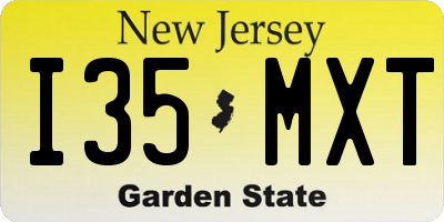 NJ license plate I35MXT