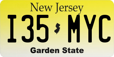 NJ license plate I35MYC