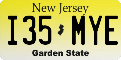 NJ license plate I35MYE