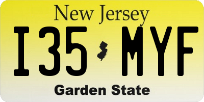 NJ license plate I35MYF