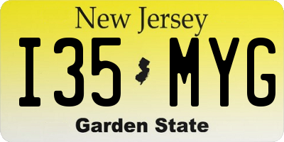 NJ license plate I35MYG