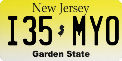 NJ license plate I35MYO