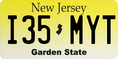 NJ license plate I35MYT