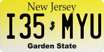 NJ license plate I35MYU