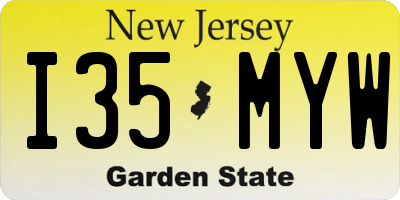 NJ license plate I35MYW